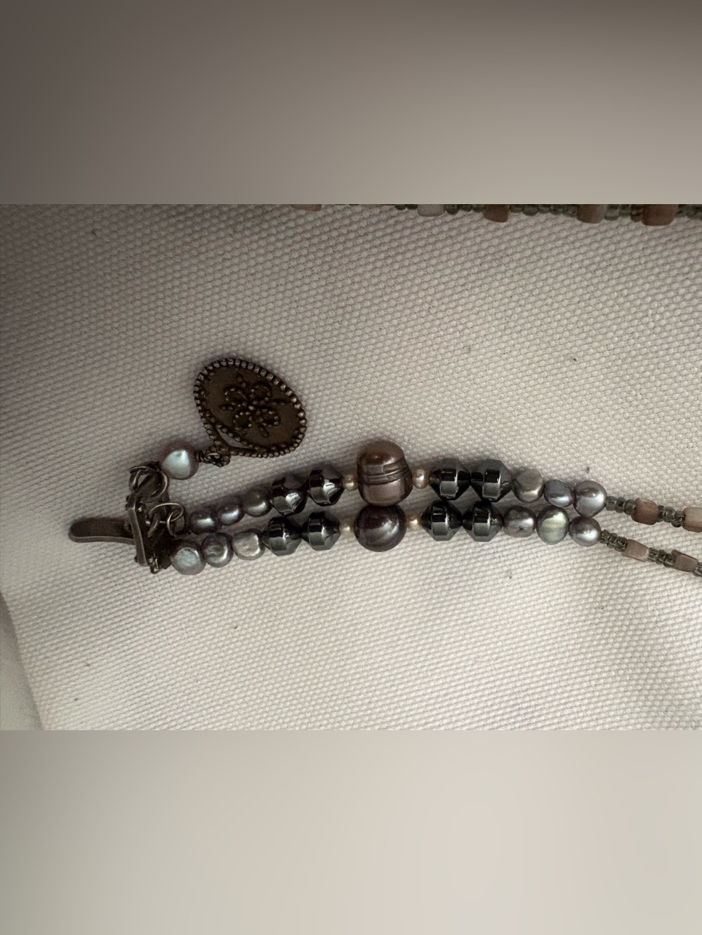 Elegant Grey Pearl and Hematite Beaded Bracelet